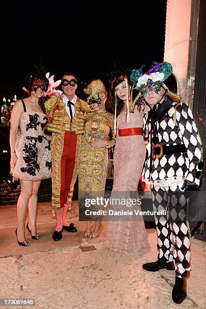 Caterina Murino, Stefano Gabbana, Paloma Faith, Daisy Lowe and Domenico Dolce attend the 'Ballo in Maschera' to Celebrate Dolce&Gabbana Alta Moda at...