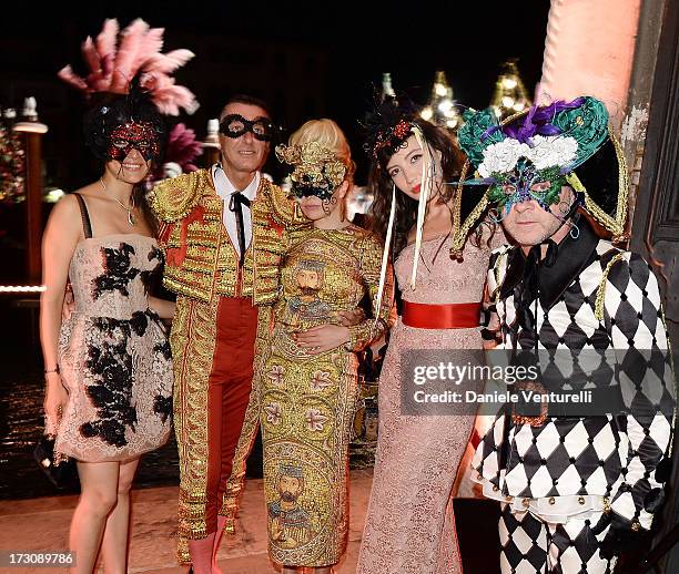 Caterina Murino, Stefano Gabbana, Paloma Faith, Daisy Lowe and Domenico Dolce attend the 'Ballo in Maschera' to Celebrate Dolce&Gabbana Alta Moda at...