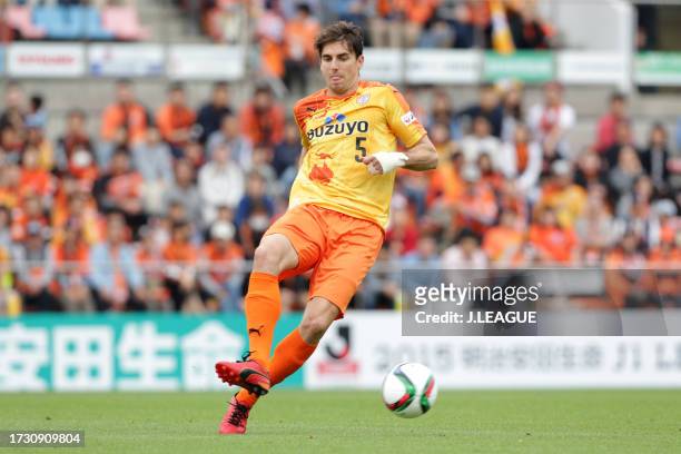 Dejan Jakovic of Shimizu S-Pulse in action during the J.League J1 first stage match between Shimizu S-Pulse and Montedio Yamagata at IAI Stadium...