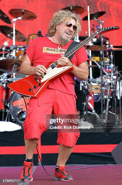 Musician Sammy Hagar performs during the Oklahoma Twister Relief Concert to benefit United Way of Central Oklahoma May Tornadoes Relief Fund at...