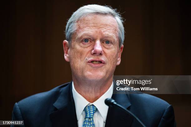 Charlie Baker, president of the NCAA, testifies during the Senate Judiciary Committee hearing titled "Name, Image, and Likeness, and the Future of...