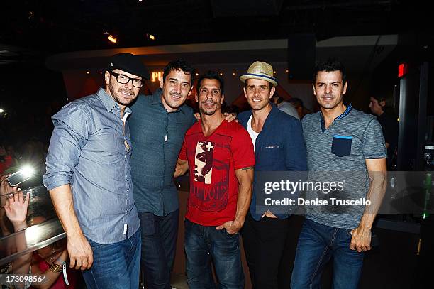 Donnie Wahlberg, Jonathan Knight, Danny Wood, Joey McIntyre and Jordan Knight of New Kids On The Block host at Pure Nightclub at Caesars Palace on...