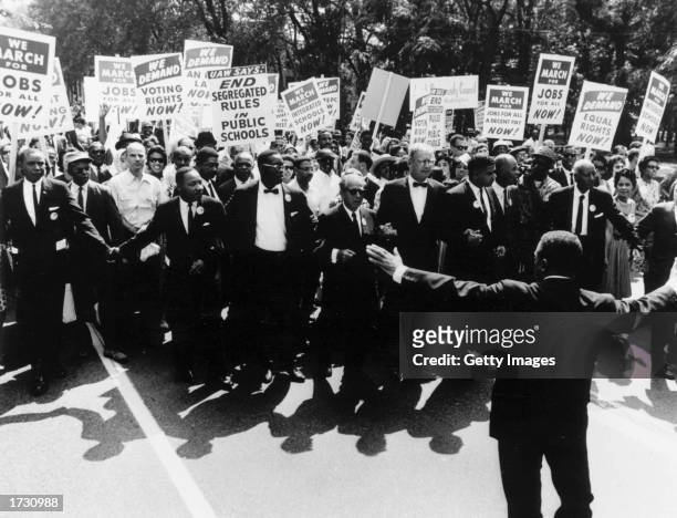 Some 200,000 protesters gather to demand equal rights for black Americans on Constitution Avenue in Washington, DC, during the March on Washington...