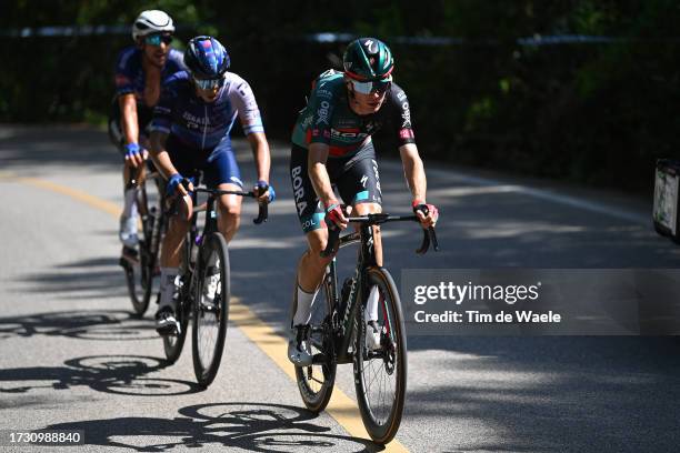 Dries De Bondt of Belgium and Team Alpecin-Deceuninck, Omer Goldstein of Israel and Team Israel-Premier Tech and Frederik Wandahl of Denmark and Team...