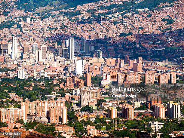 view over medellin capital of antioquia in colombia - medellin colombia stock pictures, royalty-free photos & images