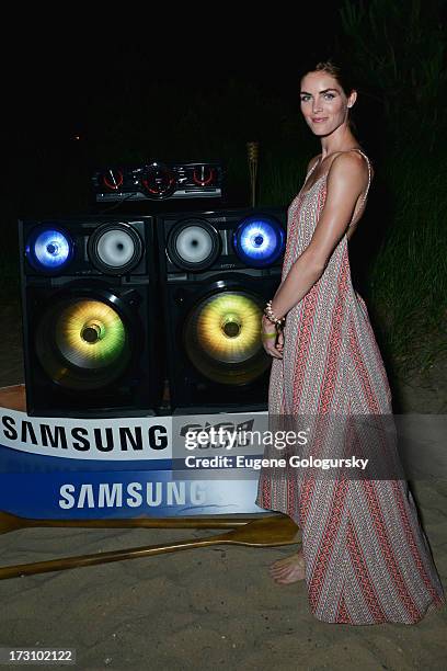 Model Hilary Rhoda at The Surf Lodges Summer DJ Series to launch the new Samsung Giga speaker system in Montauk, NY on July 7th, 2013