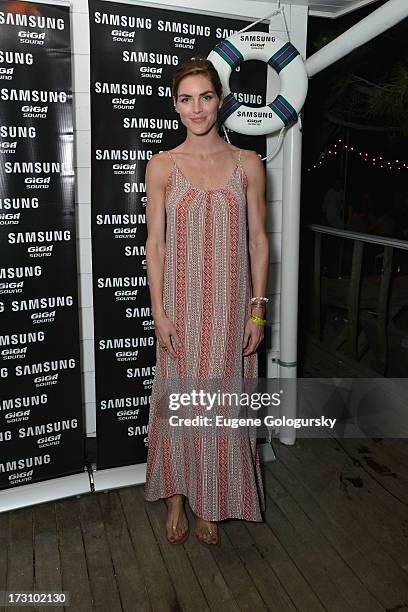 Model Hilary Rhoda at The Surf Lodges Summer DJ Series to launch the new Samsung Giga speaker system in Montauk, NY on July 7th, 2013