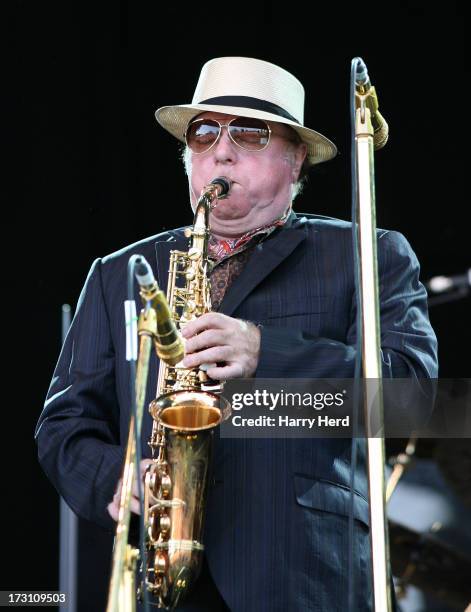 Van Morrison performs on stage on Day 3 of Cornbury Music Festival 2013 at Great Tew Estate on July 7, 2013 in Oxford, England.
