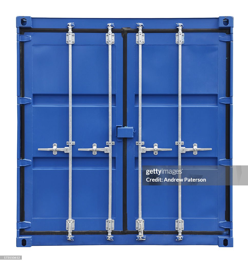 Blue shipping container doors