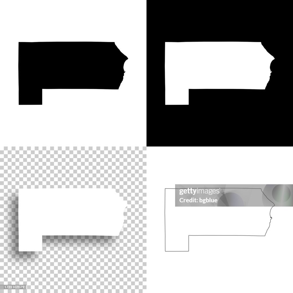 Racine County, Wisconsin. Maps for design. Blank, white and black backgrounds
