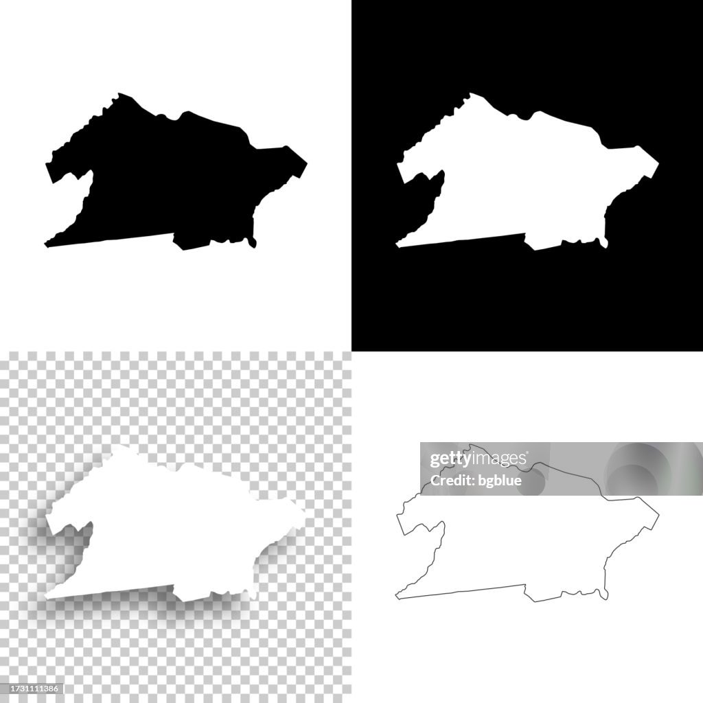 Union County, New Jersey. Maps for design. Blank, white and black backgrounds
