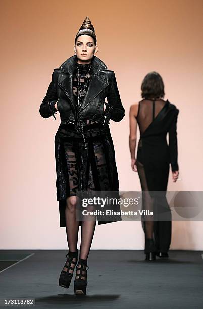 Model walks the runway during Jean Paul Gaultier Houte Couture Paris fashion show as part of AltaRoma AltaModa Fashion Week at Santo Spirito in...