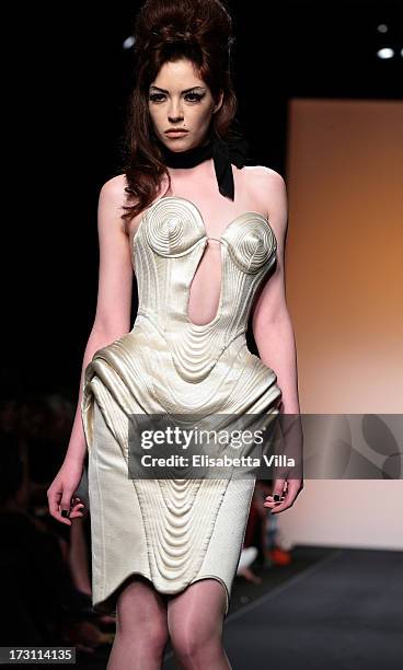 Model walks the runway during Jean Paul Gaultier Houte Couture Paris fashion show as part of AltaRoma AltaModa Fashion Week at Santo Spirito in...