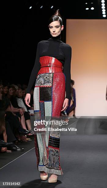 Model walks the runway during Jean Paul Gaultier Houte Couture Paris fashion show as part of AltaRoma AltaModa Fashion Week at Santo Spirito in...