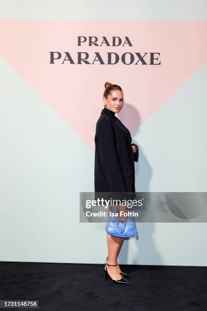 Influencer Jessica Hartel attends the Prada Paradoxe Anniversary & Launch Event In Duesseldorf on October 11, 2023 in Duesseldorf, Germany.