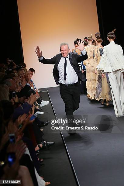 Designer Jean Paul Gaultier attends the Jean Paul Gaultier Couture fashion show as part of AltaRoma AltaModa Fashion Week Autumn/Winter 2013 on July...