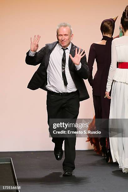 Designer Jean Paul Gaultier attends the Jean Paul Gaultier Couture fashion show as part of AltaRoma AltaModa Fashion Week Autumn/Winter 2013 on July...