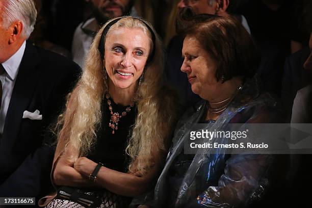 Franca Sozzani and Suzy Menkes attend the Jean Paul Gaultier Couture fashion show as part of AltaRoma AltaModa Fashion Week Autumn/Winter 2013 on...
