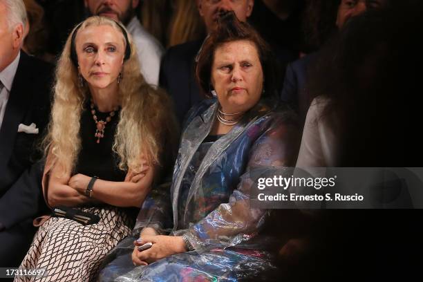 Franca Sozzani and Suzy Menkes attend the Jean Paul Gaultier Couture fashion show as part of AltaRoma AltaModa Fashion Week Autumn/Winter 2013 on...