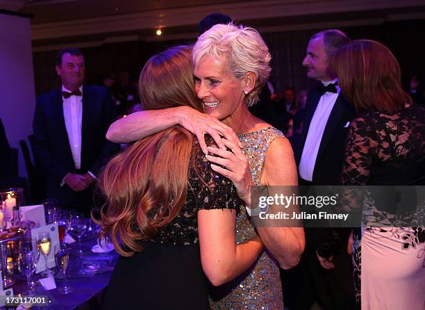 Judy Murray hugs Kim Sears during the Wimbledon Championships 2013 Winners Ball at InterContinental Park Lane Hotel on July 7, 2013 in London,...