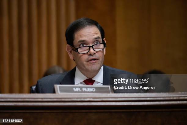 Sen. Marco Rubio speaks during a Senate Foreign Relations Committee confirmation hearing for Jack Lew, President Joe Biden's nominee to be the U.S....