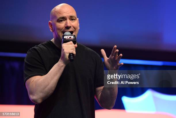 President Dana White inducts Forrest Griffin and Stephan Bonnar into the UFC Hall of Fame during the UFC Fan Expo Las Vegas 2013 at the Mandalay Bay...