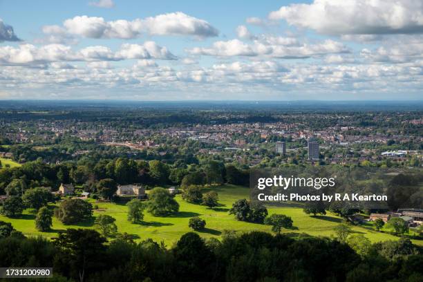 view of macclesfield from kerridge hill, cheshire, england - macclesfield stock pictures, royalty-free photos & images