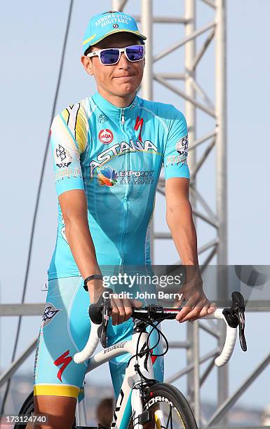 Janez Brajkovic of Slovenia and Astana Pro Team at the Team Presentation prior to the start of the Tour de France 2013 on June 27, 2013 in...