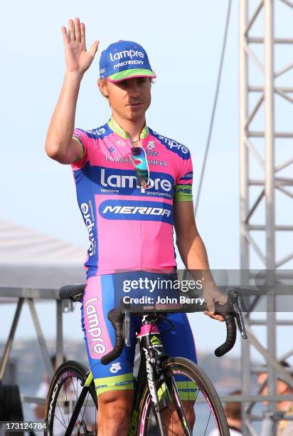 Damiano Cunego of Italy and Team Lampre-Merida at the Team Presentation prior to the start of the Tour de France 2013 on June 27, 2013 in...