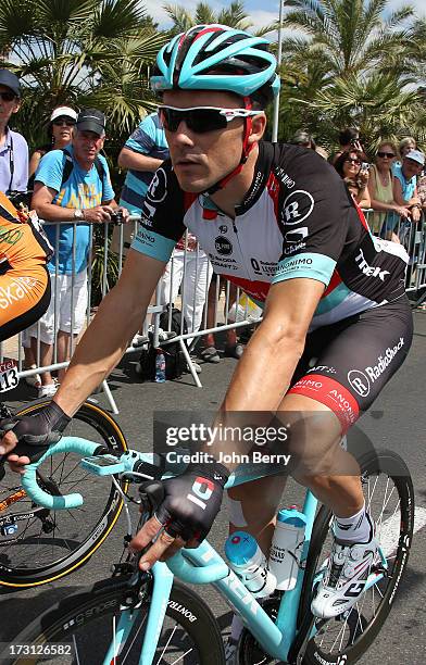 Markel Irizar of Spain and Team Radioshack Leopard gets ready for the Stage Five of the Tour de France 2013 - the 100th Tour de France -, a 228km...