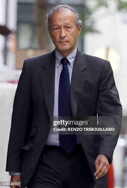 Thierry Gaubert, a former advisor of former French President in the 90's, arrives on July 8, 2013 in Paris for a hearing before a judge of the...