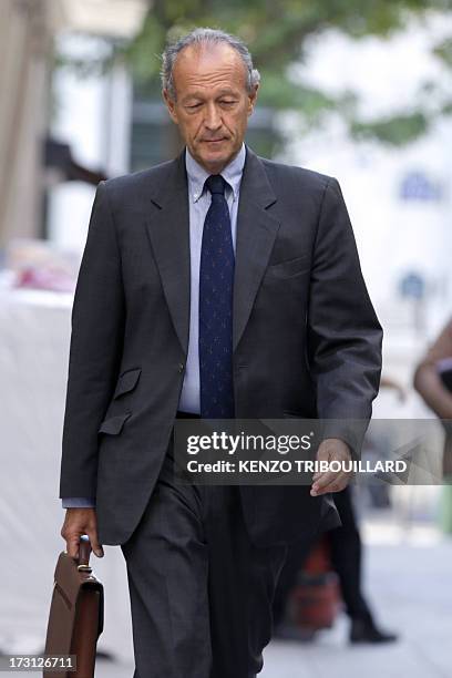 Thierry Gaubert, a former advisor of former French President in the 90's, arrives on July 8, 2013 in Paris for a hearing before a judge of the...