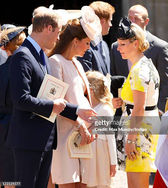 Prince William, Duke of Cambridge, Catherine, Duchess of Cambridge and Zara Phillips attend a service of celebration to mark the 60th anniversary of...