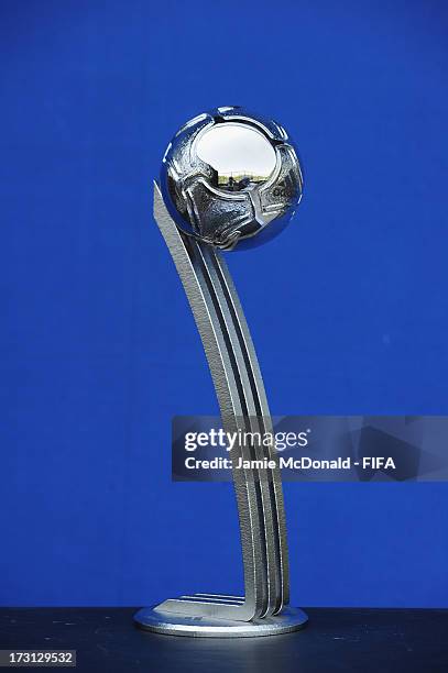 The Adidas Silver Ball award for the FIFA U20 World Cup is pictured at the Ritz Carlton on July 8, 2013 in Istanbul, Turkey.