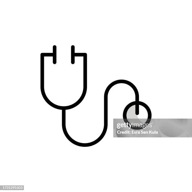 stethoscope universal line icon design with editable stroke. suitable for web page, mobile app, ui, ux and gui design. - doctor office computer stock illustrations