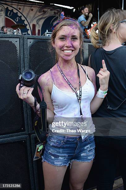 Festival atmosphere during Warped Tour 2013 at PNC Bank Arts Center on July 7, 2013 in Holmdel, New Jersey.