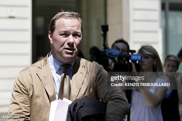 Lawyer Francois Esclatine arrives on July 8, 2013 in Paris for a hearing of his client Thierry Gaubert, a former advisor of former French President...