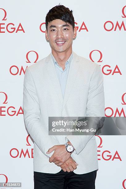 South Korean Professional golfer, Hong Soon-Sang attends the 'OMEGA' Co-Axial Movement Exhibition at Beyond Museum on July 8, 2013 in Seoul, South...