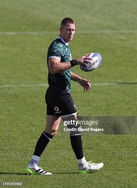 Liam Williams looks on during the Wales training session at Felix Mayol Stadium on October 12, 2023 in Toulon, France.