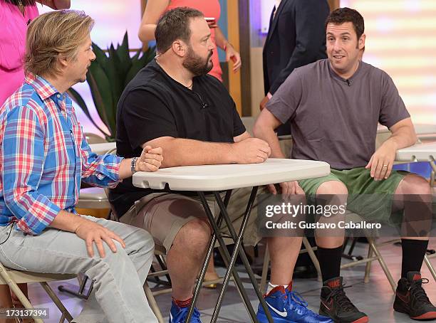 David Spade, Kevin James and Adam Sandler of "Grown Ups 2" cast appears on Univisions "Despierta America" to promote the movie at Univision...