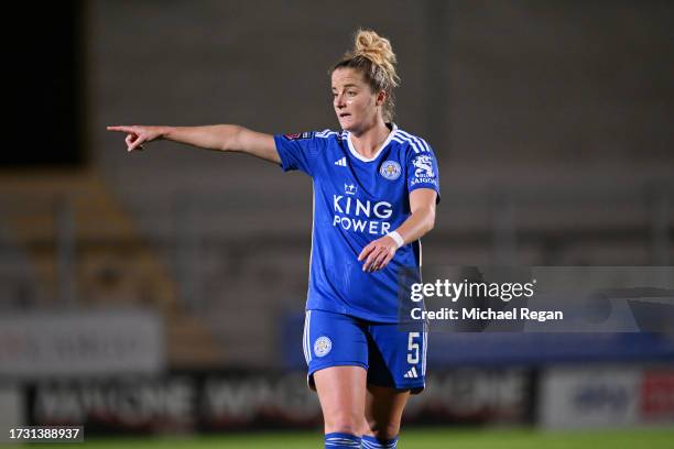 Sophie Howard of Leicester City reacts during the FA Women's Continental Tyres League Cup match between Leicester City and Liverpool at Pirelli...