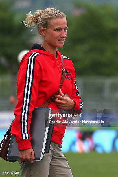 Kathleen Krueger, team manager of FC Bayern Muenchen looks on during a training session at Campo Sportivo on July 8, 2013 in Arco, Italy.