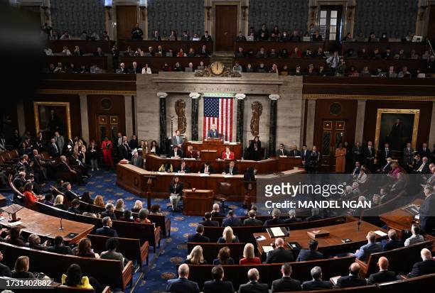 General view shows House of Representatives vote on a new Speaker of the House at the US Capitol on October 18, 2023 in Washington, DC. US lawmakers...