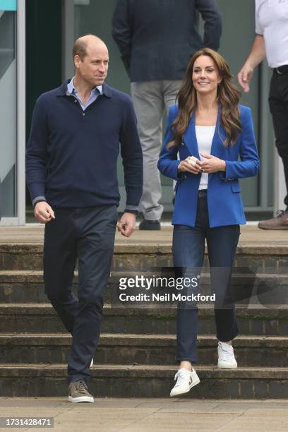 Prince William, Prince of Wales and Catherine, Princess of Wales during their visit to SportsAid at Bisham Abbey National Sports Centre to mark World...
