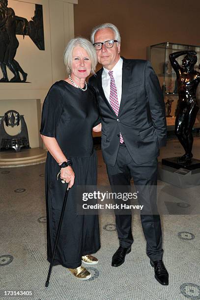 Betty Jackson and Martin Roth attend the Club To Catwalk: London Fashion In The 1980's exhibition at Victoria & Albert Museum on July 8, 2013 in...