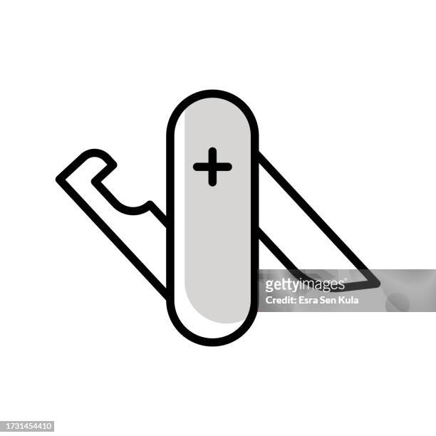 swiss army knife universal line icon design with editable stroke. suitable for web page, mobile app, ui, ux and gui design. - swiss knife stock illustrations