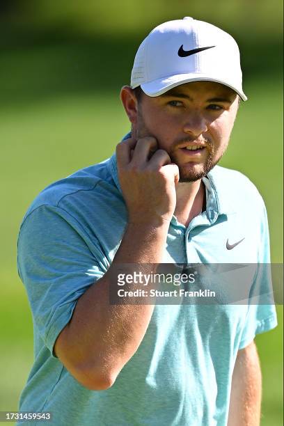 Alex Fitzpatrick of England on the fourth green on Day One of the acciona Open de Espana presented by Madrid at Club de Campo Villa de Madrid on...