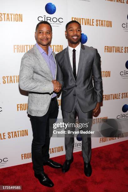 Actors Cuba Gooding Jr. And Michael B. Jordan arrive at the New York premiere of FRUITVALE STATION, hosted by The Weinstein Company, BET Films and...