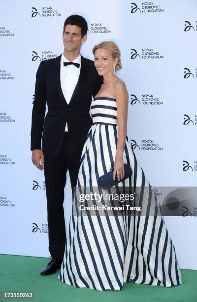 Novak Djokovic and Jelena Ristic attend the Novak Djokovic Foundation London gala dinner at The Roundhouse on July 8, 2013 in London, England.