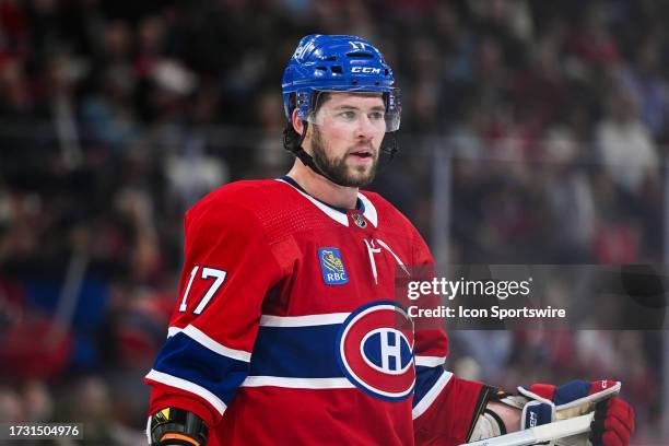 Look on Montreal Canadiens right wing Josh Anderson during the Minnesota Wild versus the Montreal Canadiens game on October 17 at Bell Centre in...